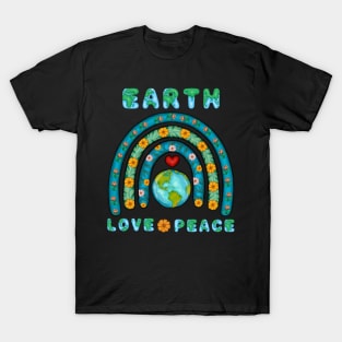 Earth Love Peace Retro Art 1 T-Shirt